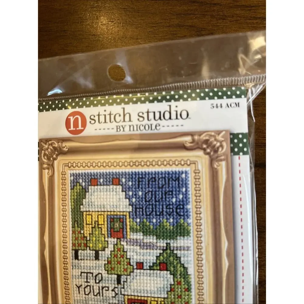 Set 2 Stitch Studio by Nicole Counted Cross Stitch With Frame Kits Christmas USA